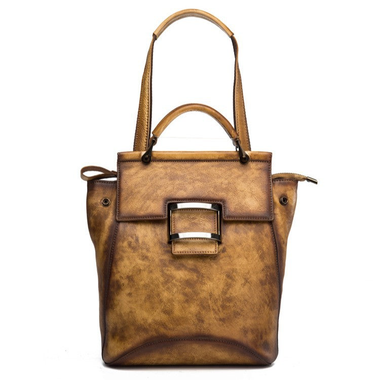 Women's First Layer Cowhide Leather Retro Hand-rub Backpacks