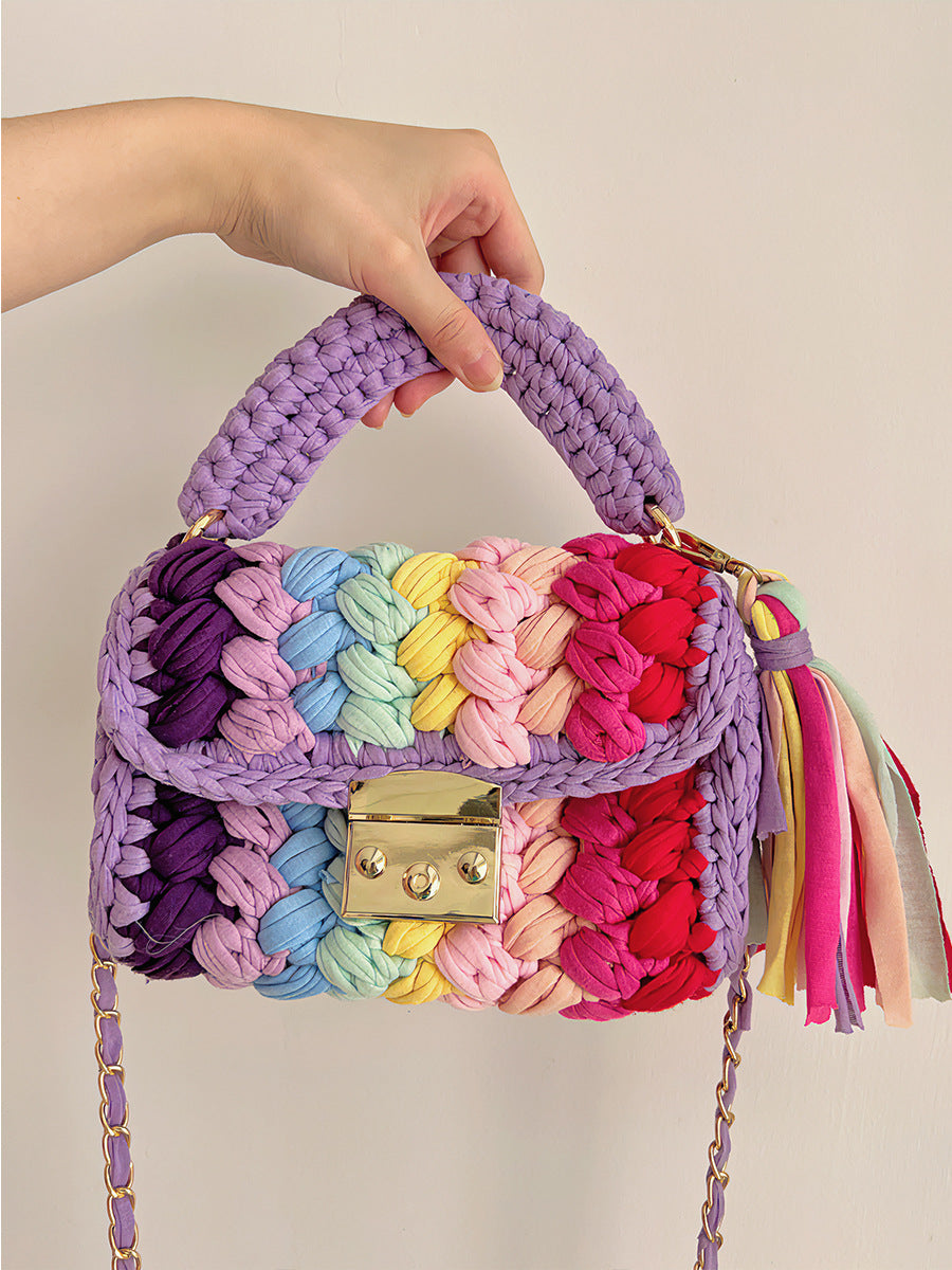 Women's Creative Hand-woven Hook Knitted Tassel Crossbody Bags