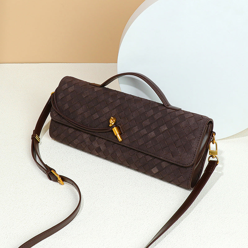 High-grade Hand-woven Dinner File Frosted Horizontal Crossbody Bags