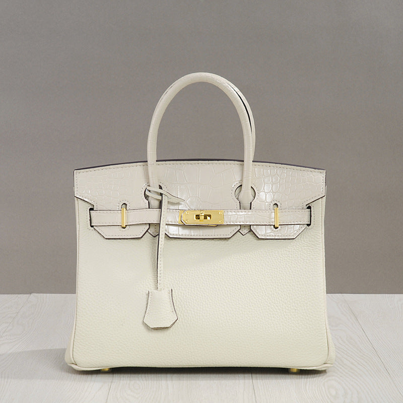 Women's Fashion Top Layer Cowhide Lychee Pattern Crossbody Bags
