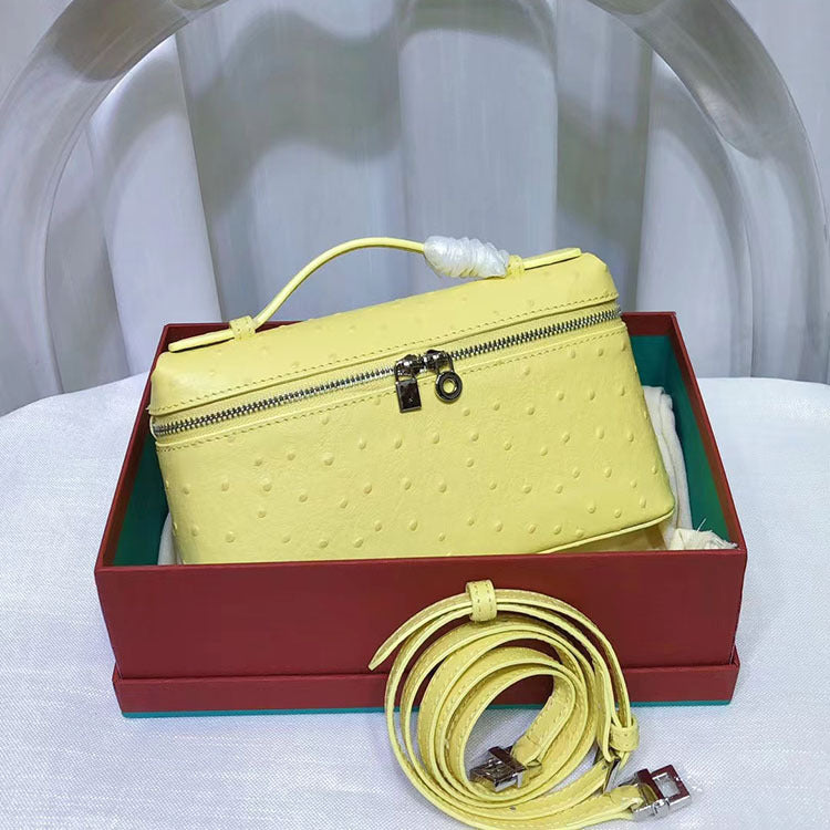 Cowhide Ostrich Grain Lunch Box Genuine Crossbody Bags