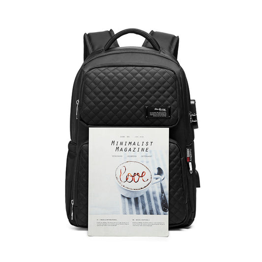 Diamond Plaid Computer Fashion Leisure Waterproof Backpacks