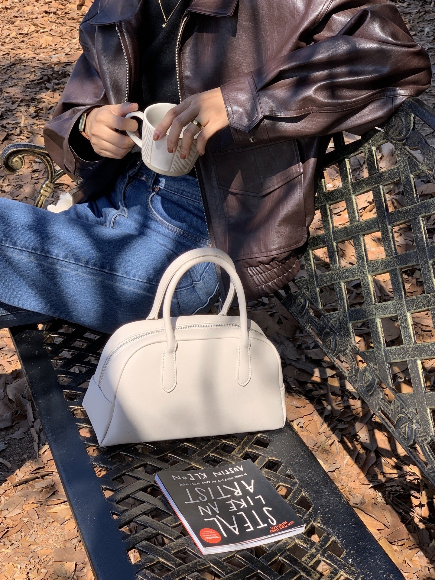 Women's Capacity Of Genuine Leather Portable Boston Crossbody Bags