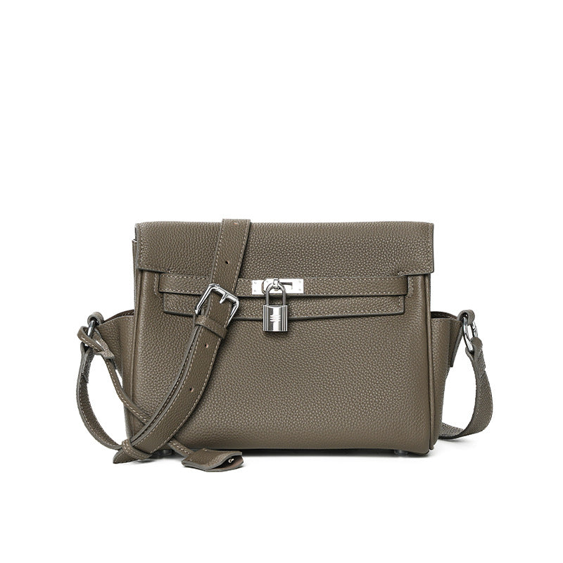 Women's Cowhide Kelly Black Portable Commuter High-grade Shoulder Bags