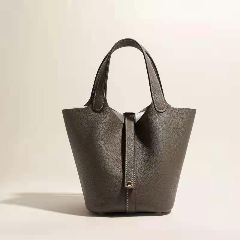 Women's Leather Vegetable Basket Layer Cowhide Large Handbags