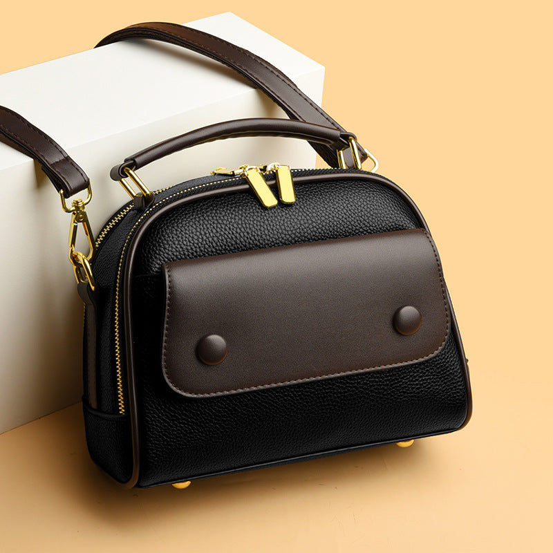 Women's Contrast Color Wide Strap Simple Crossbody Bags