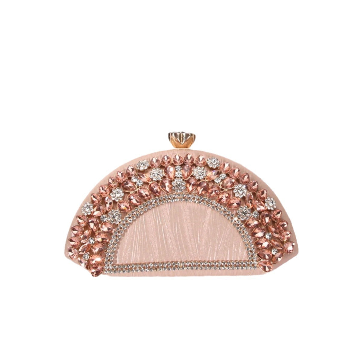 Fan-shaped Rhinestone Alloy Clipped Button Fashion Evening Bags