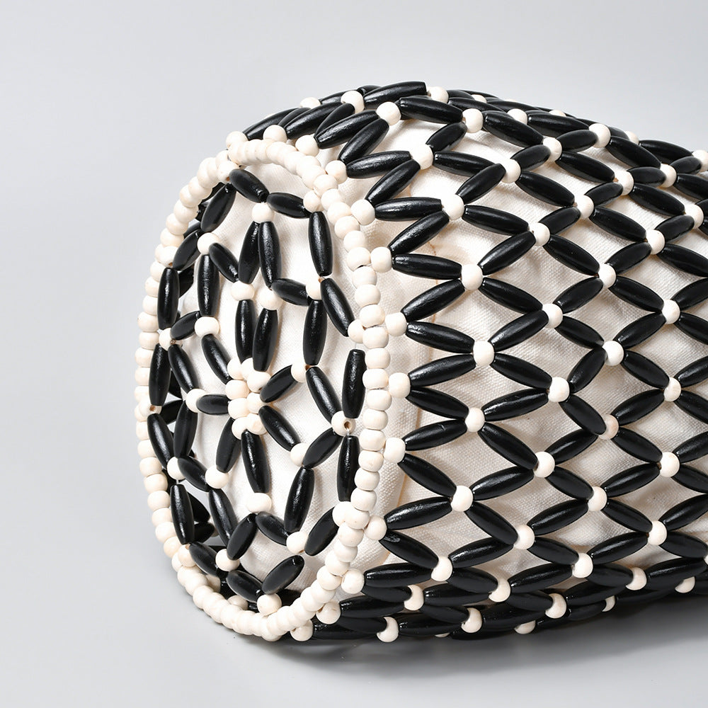 Women's Woven Summer Niche Design Hollow With Wooden Handbags