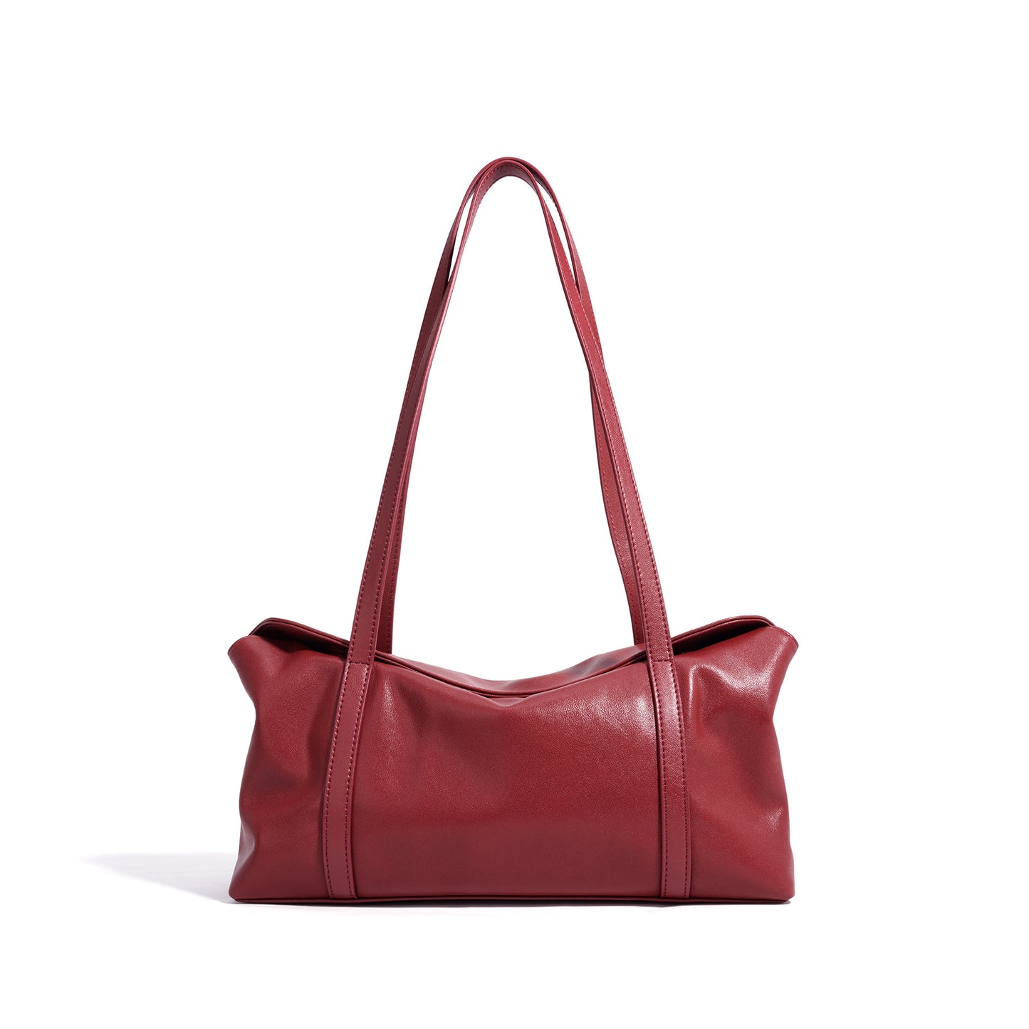 Women's Christmas Red Niche Boston Cowhide Large Shoulder Bags