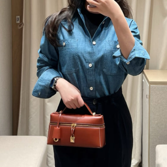 Women's Box High-grade Cowhide Genuine Leather Crossbody Bags