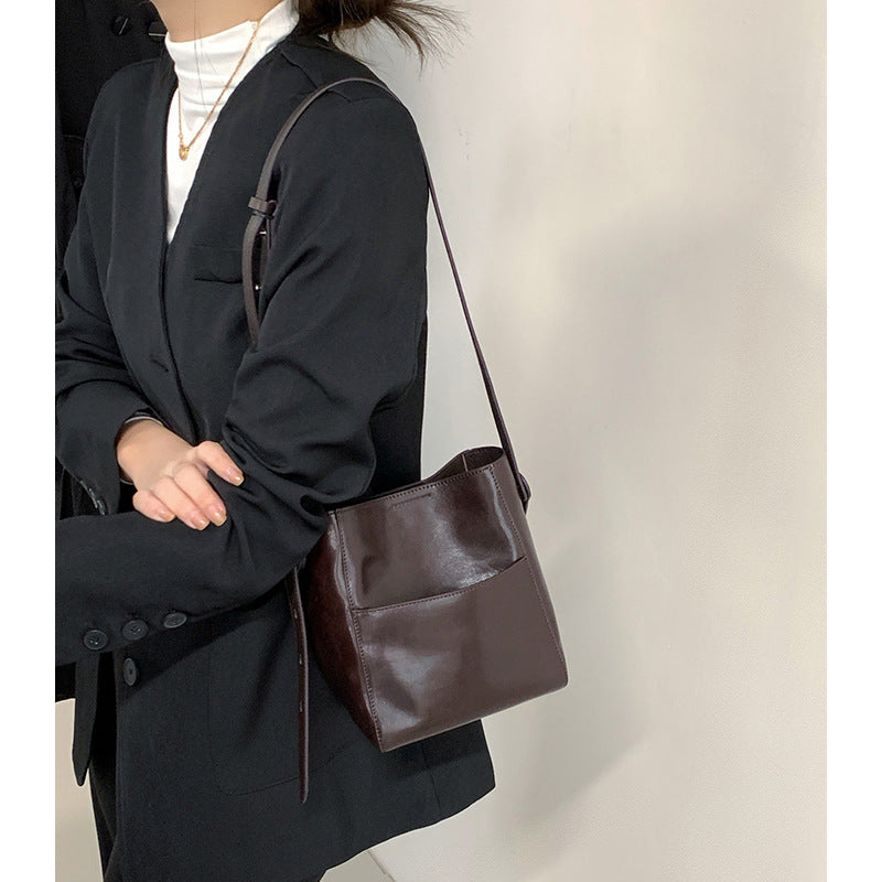 Women's Style Vegetable Tanning Leather Genuine Niche Crossbody Bags