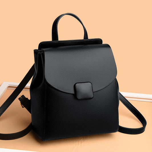 Women's Sense Leather Contrast Color Design Versatile Backpacks