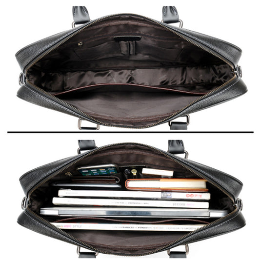 Men's Simplicity Large Capacity Niche Business Document Leather Men's Handbags