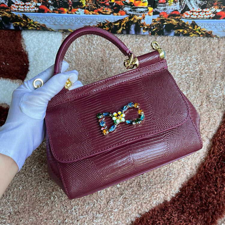 Women's Simple Miss Sicilian Lizard Pattern Portable Handbags