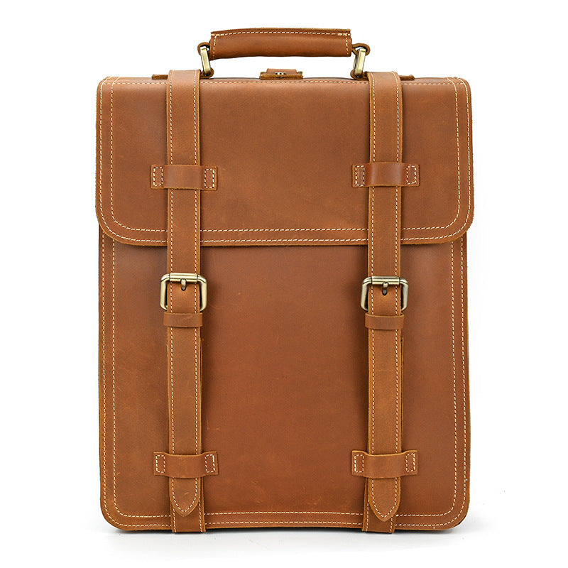 Men's Retro Crazy Horse Leather Top Layer Backpacks