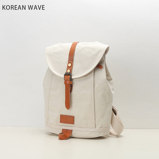 Women's & Men's & Canvas Leather For Solid Color Backpacks