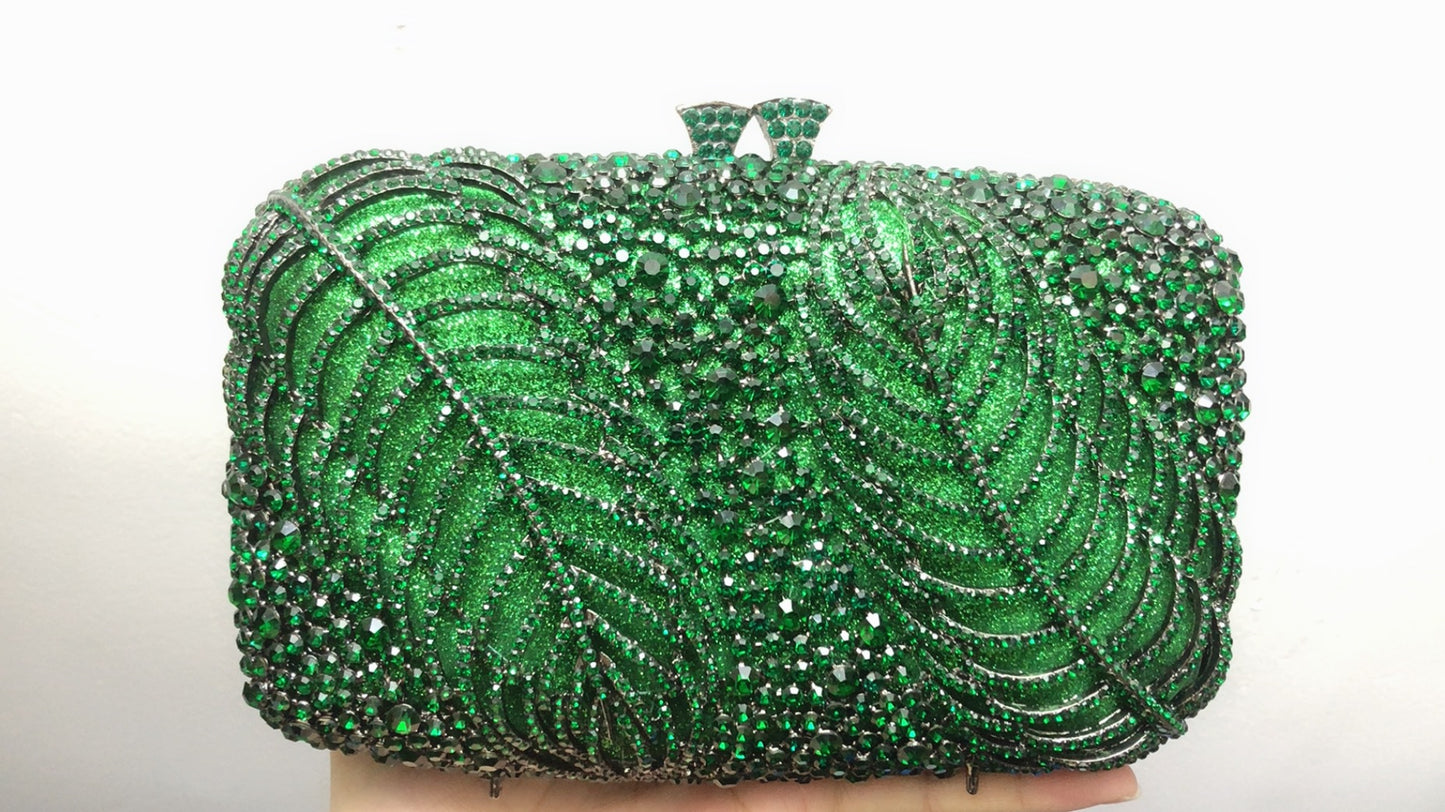 Women's Strictly Choose Two Pieces Leaf Shaped Diamond Banquet Rhinestone Evening Bags