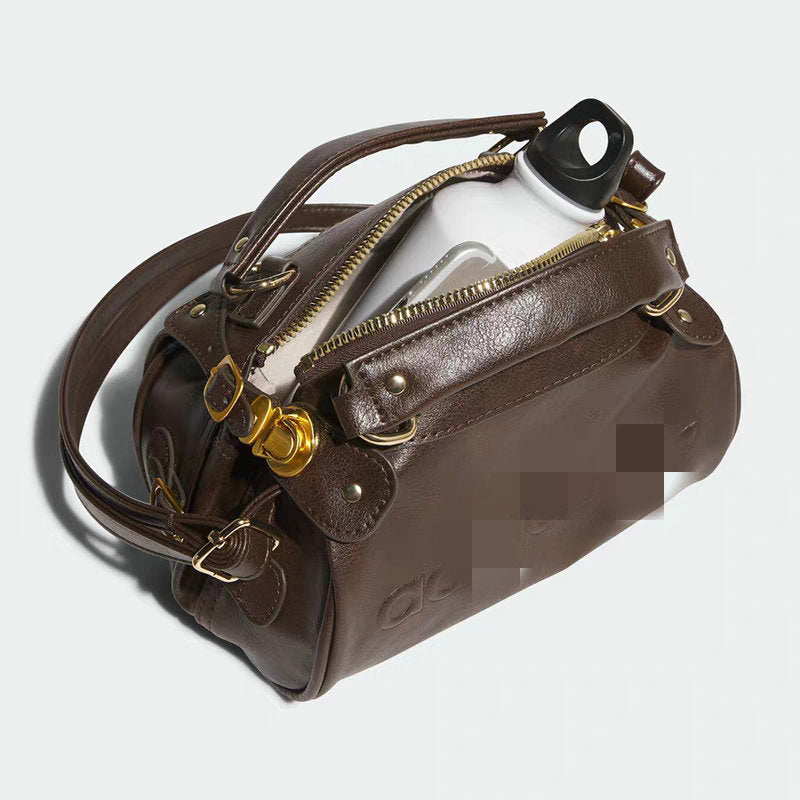 Women's & Men's & Clover Retro Pillow Round Brown Bags