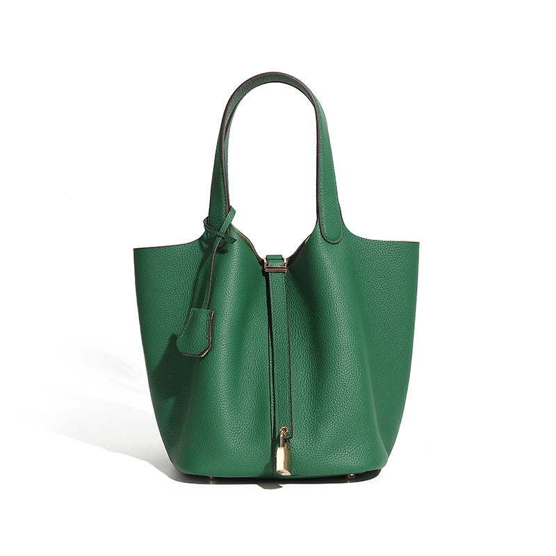 Women's Quality Genuine Leather Vegetable Basket First Layer Cowhide Niche Handbags