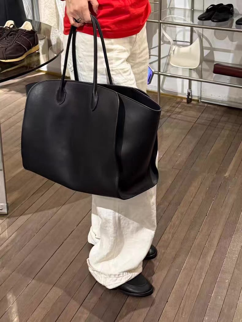 Fashionable Dark Color Collision Design Commuter Tote Bags