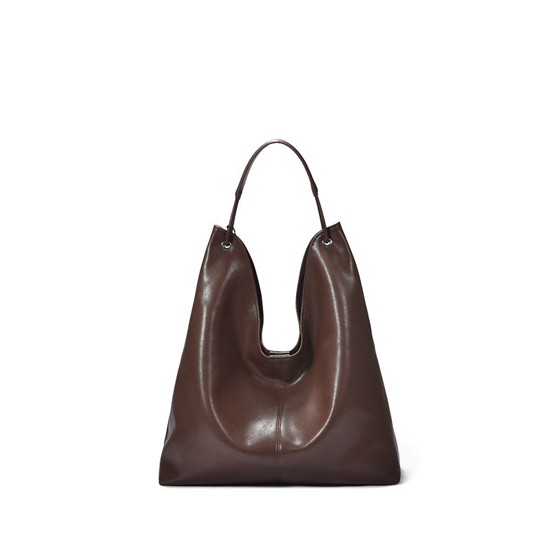 Vegetable Tanned Leather Large Capacity Textured Armpit Bags