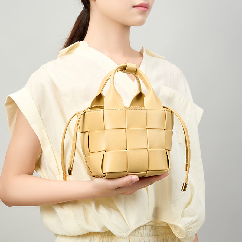 Genuine Leather Woven High-grade Vegetable Basket Bags