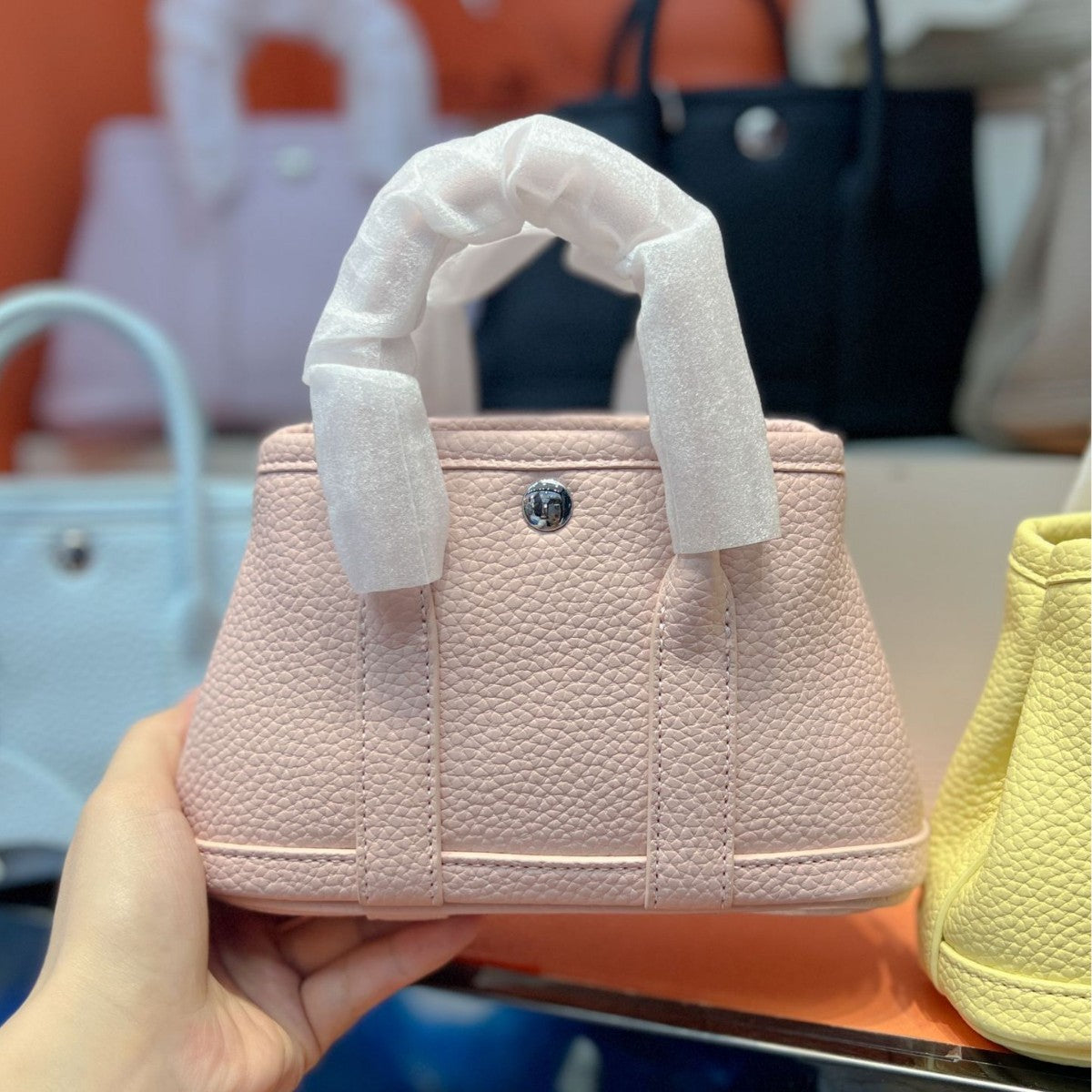 Mini Lychee Pattern Mobile Genuine Leather Handbags