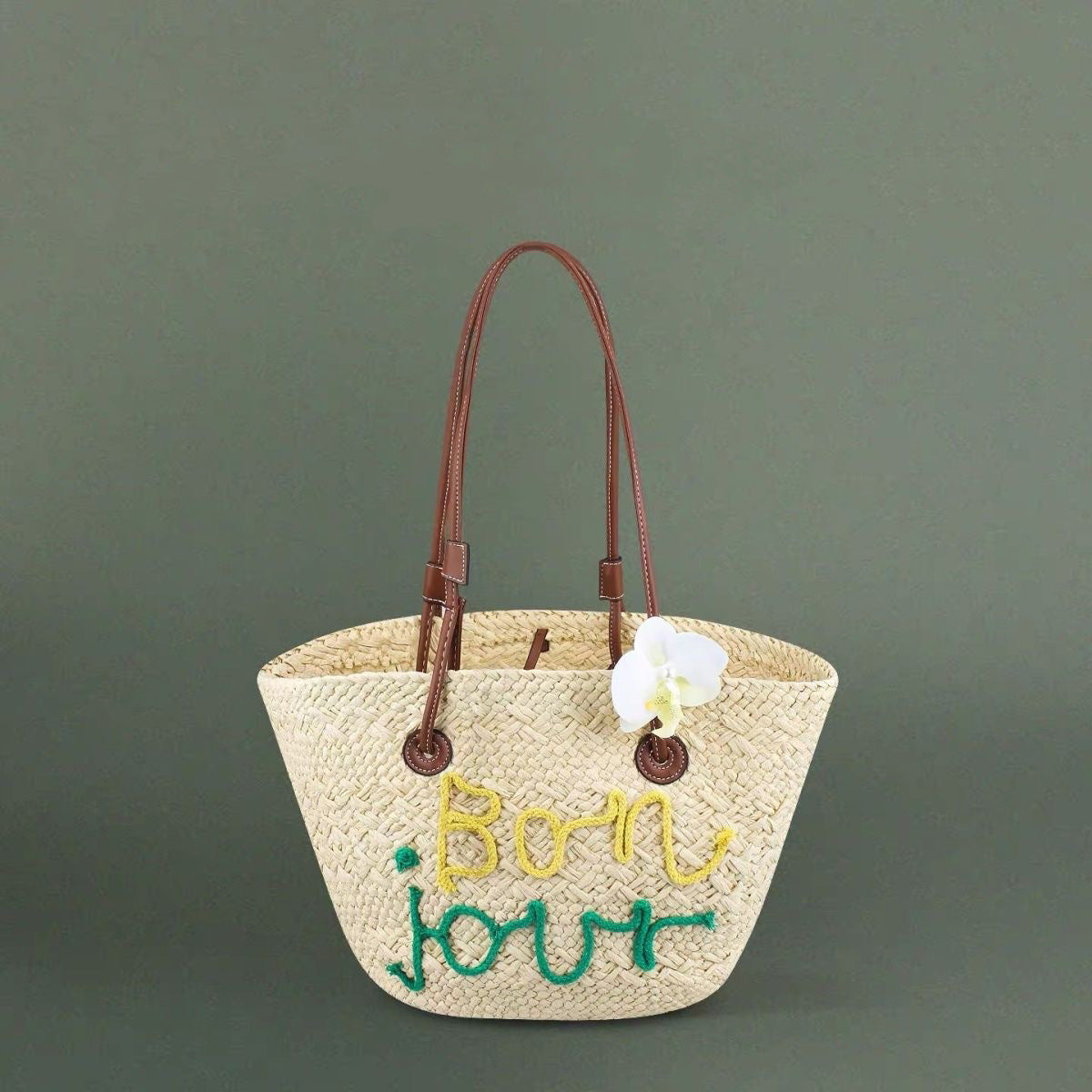 Women's Large Capacity English Letters Stylish Beach Holiday Hand Carrying Handbags