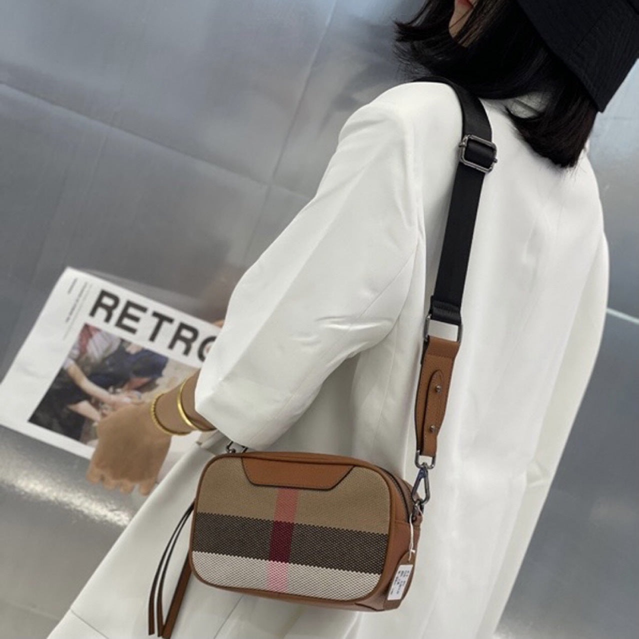 Trendy Fashion Cowhide Diagonal Versatile Canvas Crossbody Bags