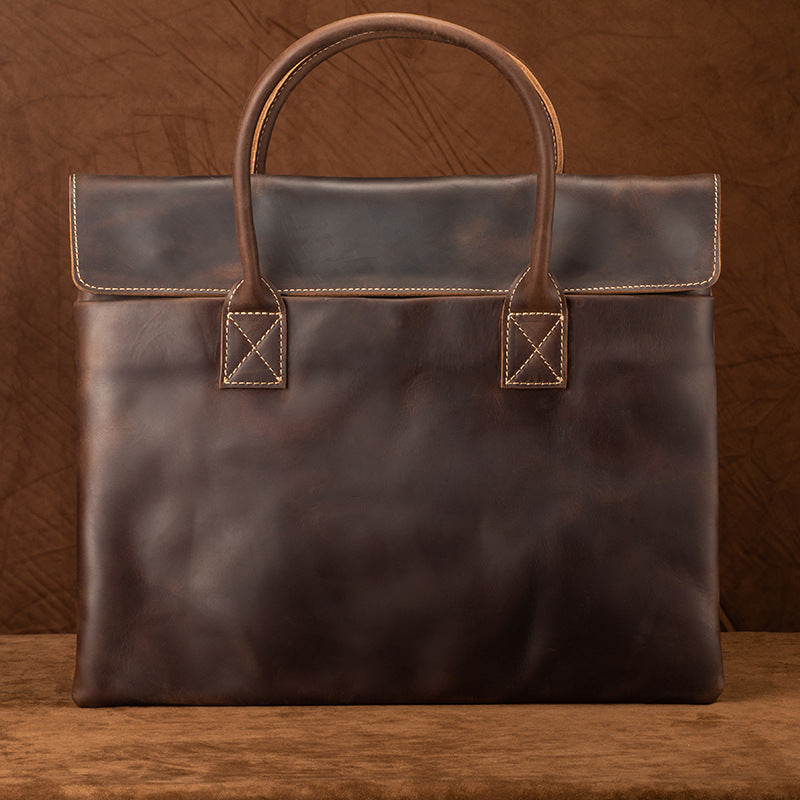 Men's Leather Portable Inch Computer First Layer Bags