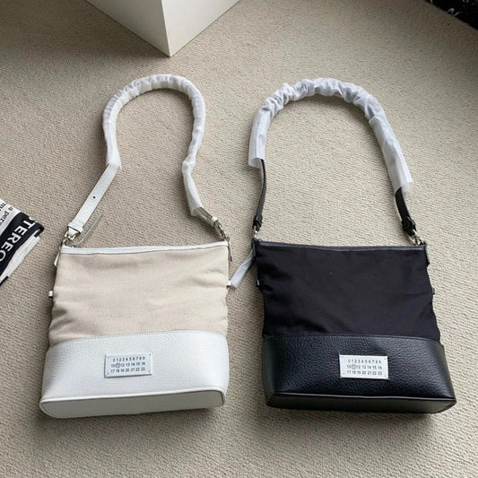 Pretty Tiding Leather Stitching Canvas Simple Bags