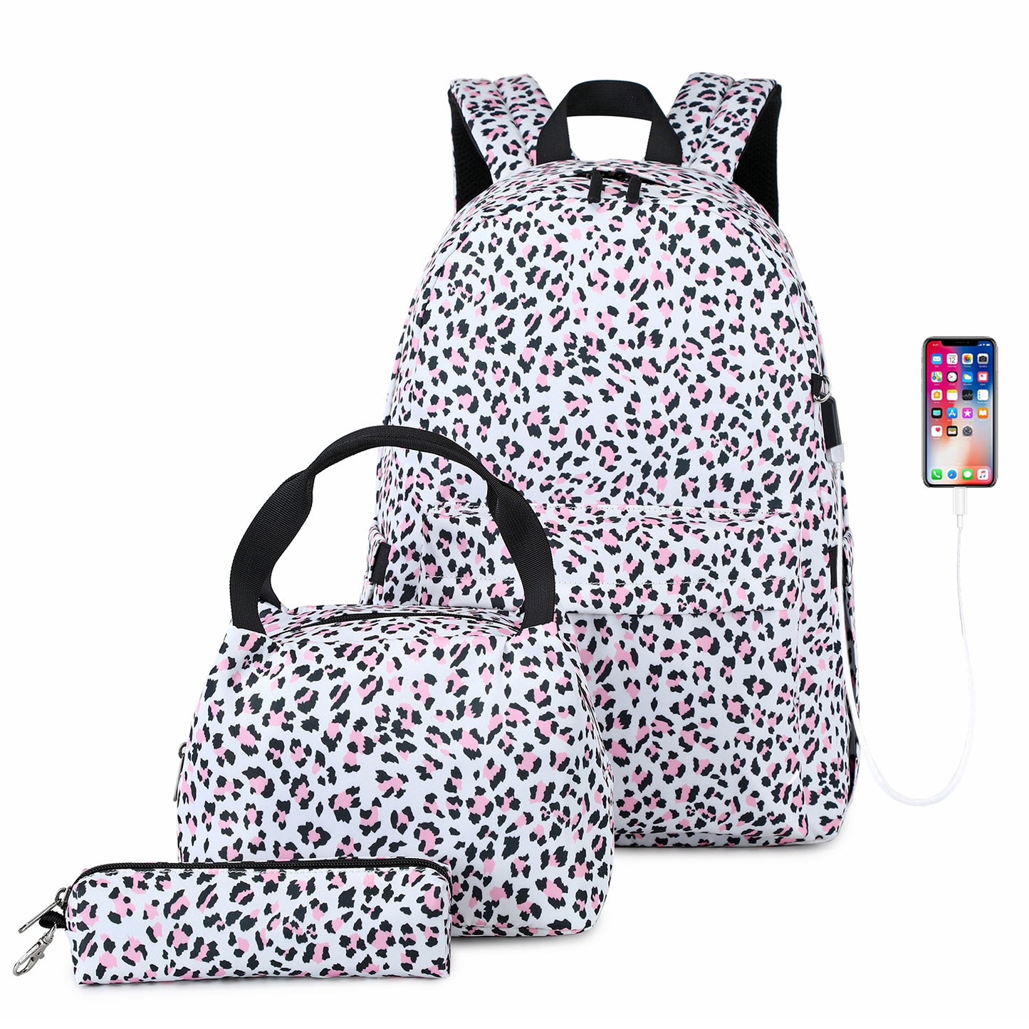 Slouchy Trendy Three-piece Canvas Printed Female Backpacks
