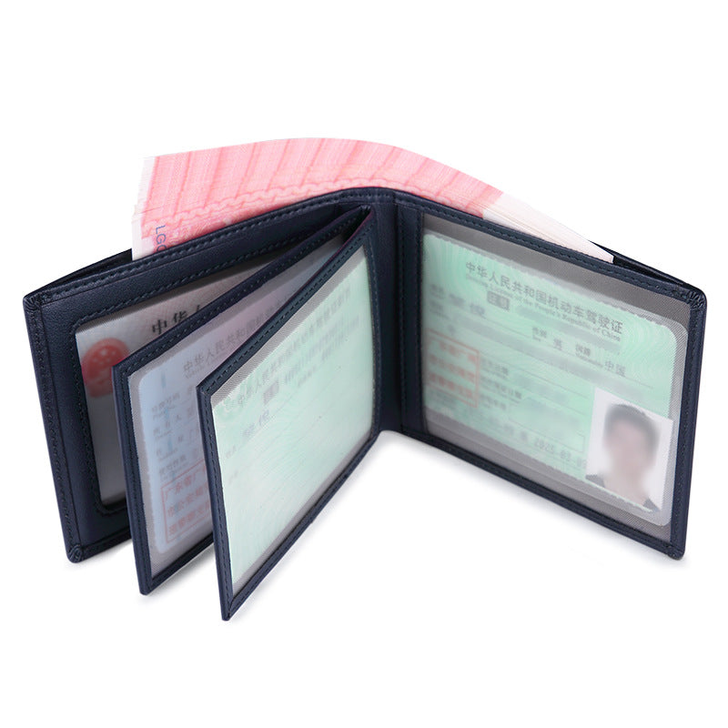 Men's First Layer Cowhide Multiple Slots Certificate Men's Wallets