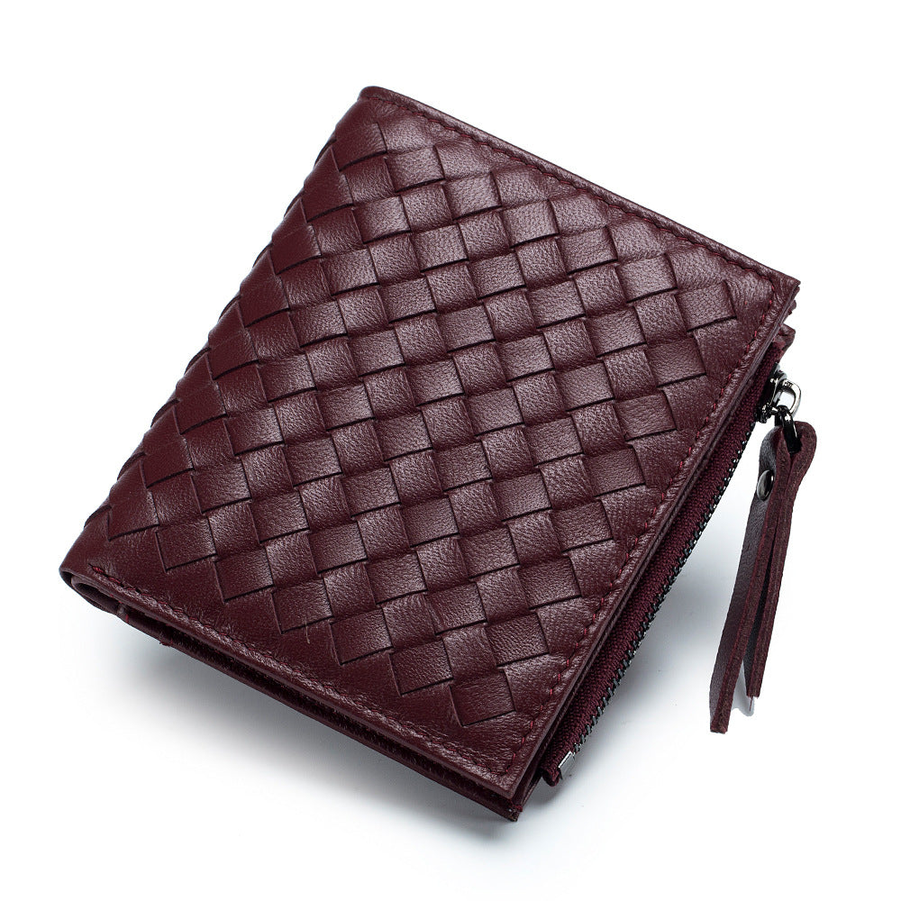 Men's Short Woven Large Capacity Fashion Zipper Men's Wallets