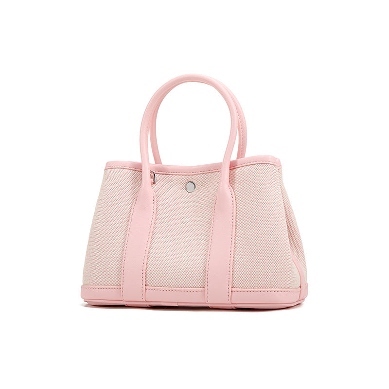 Layer Cowhide With Canvas Version Genuine Tote Bags