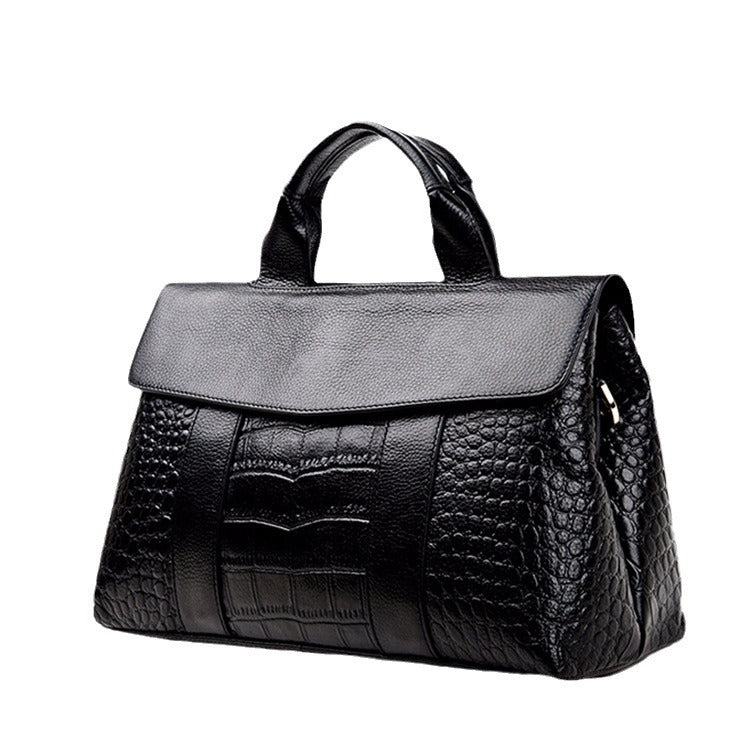 Women's Genuine Leather Alligator Print Large Capacity Shoulder Bags