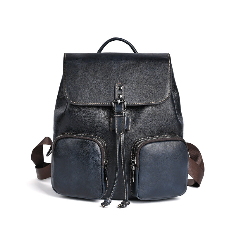 Large Capacity Neutral Cowhide Retro Rub Backpacks
