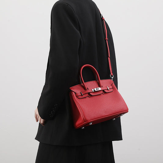 Women's Capacity Lychee Pattern Kelly Fashion Trendy Handbags
