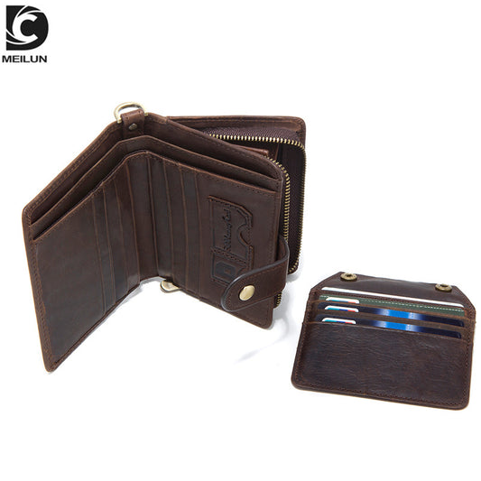 Men's Elegant Retro Cowhide Foldable Gift Coin Purses