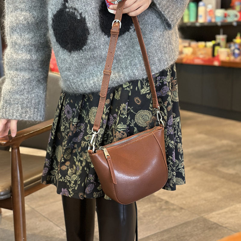 Women's Spring Genuine Leather Single High Sense Crossbody Bags