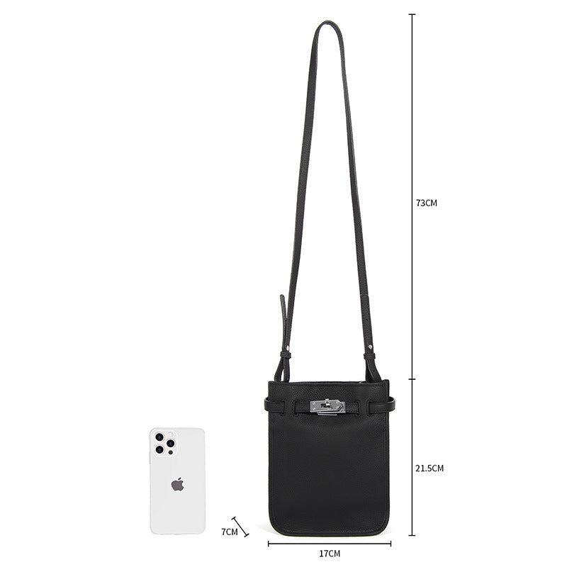 Women's High-grade Large Capacity Minority Simple Genuine Crossbody Bags