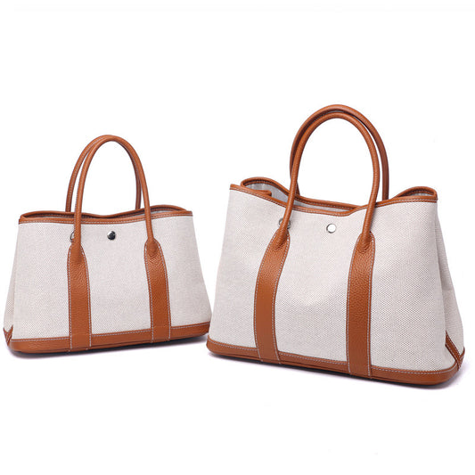 Women's With Canvas Genuine Leather Stuffed Red Handbags