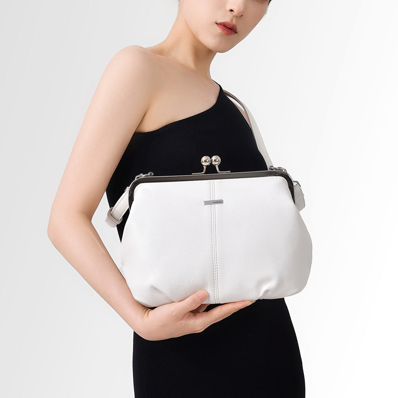 Women's Retro Clip Solid Color Large Capacity Crossbody Bags