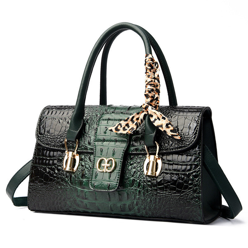 Women's Retro Autumn Crocodile Pattern Commuter Large Bags