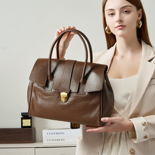 Tanning Leather High Sense Genuine Retro Handbags