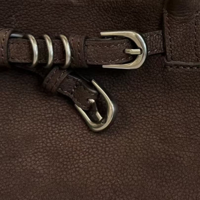 Cool Cowhide Large Capacity Retro Grinding Buckle