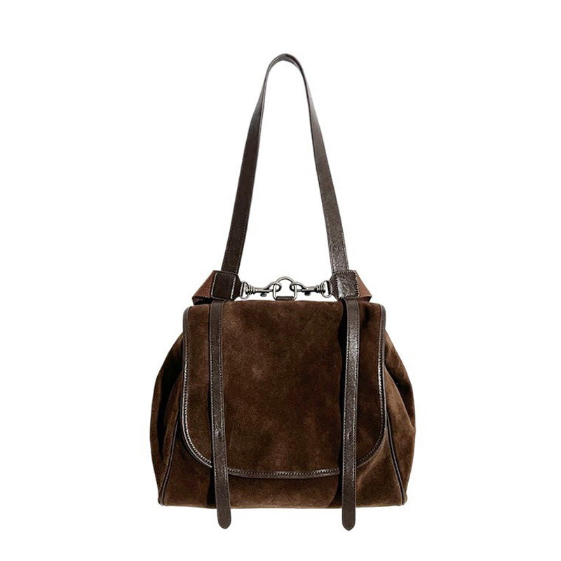Women's Suede Genuine Leather Retro Layer Frosted Backpacks