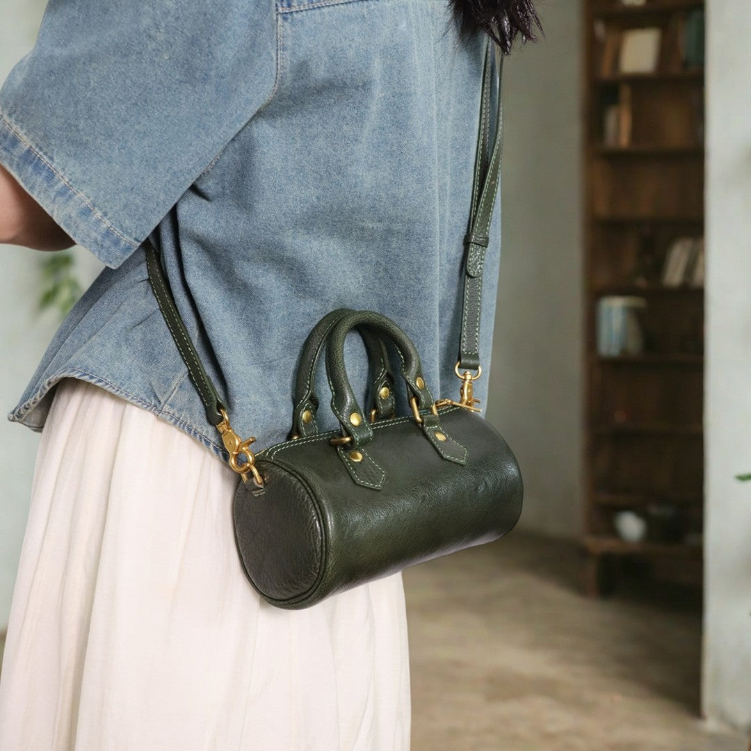 Women's First Layer Cowhide Portable Vegetable Bags