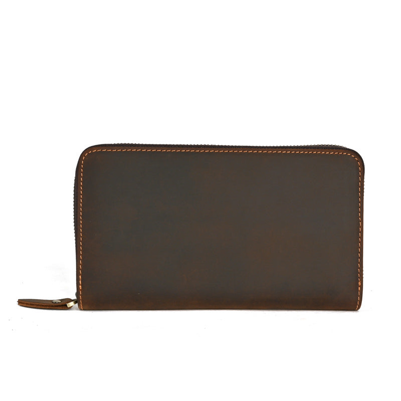 Men's Upgraded Capacity Genuine Leather Clutch Crazy Men's Handbags
