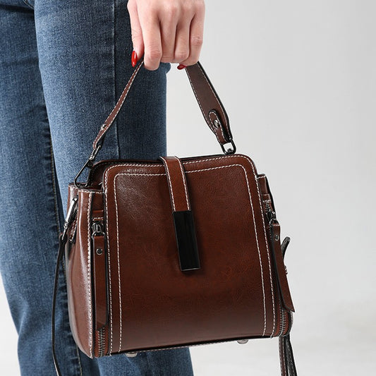 Women's Genuine Leather Fashionable Retro Portable High Sense Shoulder Bags